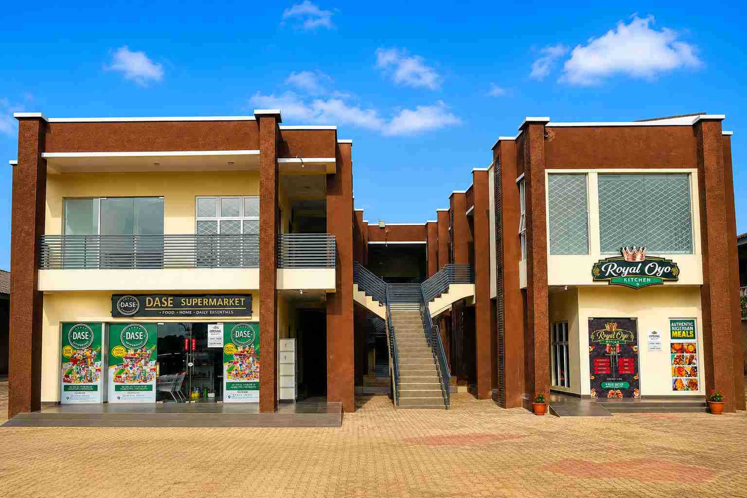 Wide shot of supermarket floor